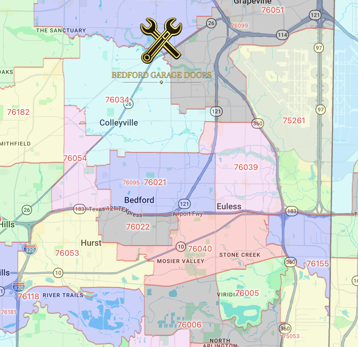 Bedford-Texas-Map